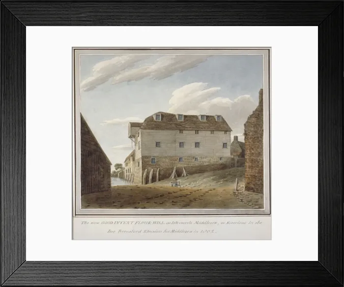 Framed Print : The Good Intent Flour Mill, Isleworth, Middlesex, c1802 Framed Print : The Good Intent Flour Mill, Isleworth, Middlesex, c1802