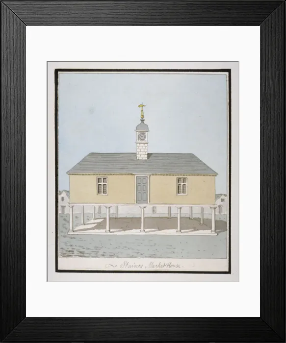 Framed Print : Market house in the Market Square, Staines, Surrey, c1820. Artist: John Oldfield Framed Print : Market house in the Market Square, Staines, Surrey, c1820. Artist: John Oldfield