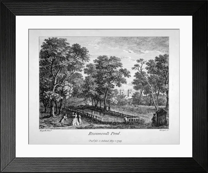 Framed Print : Rosamonds Pond, St Jamess Park, Westminster, London, 1799. Artist: M Merigot Framed Print : Rosamonds Pond, St Jamess Park, Westminster, London, 1799. Artist: M Merigot