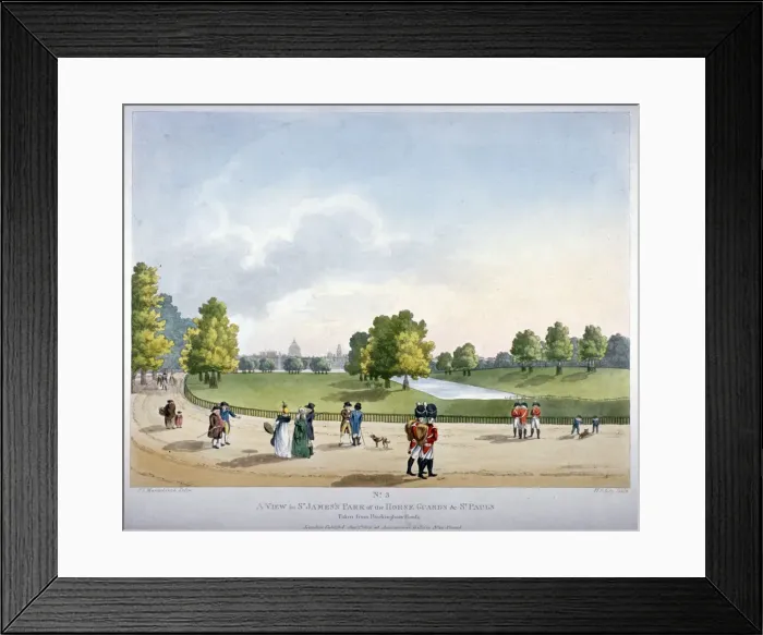 Framed Print : St Jamess Park, Westminster, London, 1809. Artist Framed Print : St Jamess Park, Westminster, London, 1809. Artist