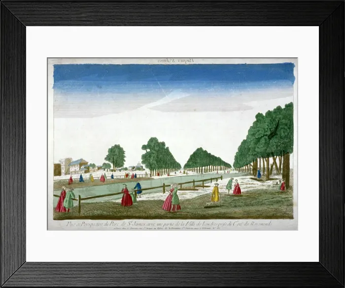 Framed Print : People walking in St Jamess Park, Westminster, London, c1760. Artist Framed Print : People walking in St Jamess Park, Westminster, London, c1760. Artist