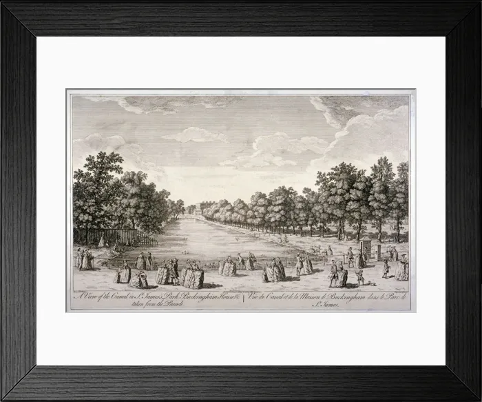 Framed Print : The canal in St Jamess Park, Westminster, London, c1740. Artist: John Stevens Framed Print : The canal in St Jamess Park, Westminster, London, c1740. Artist: John Stevens