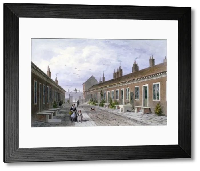 Framed Print : Skinners Almshouses, Mile End Road, Stepney, London, c1840 Framed Print : Skinners Almshouses, Mile End Road, Stepney, London, c1840