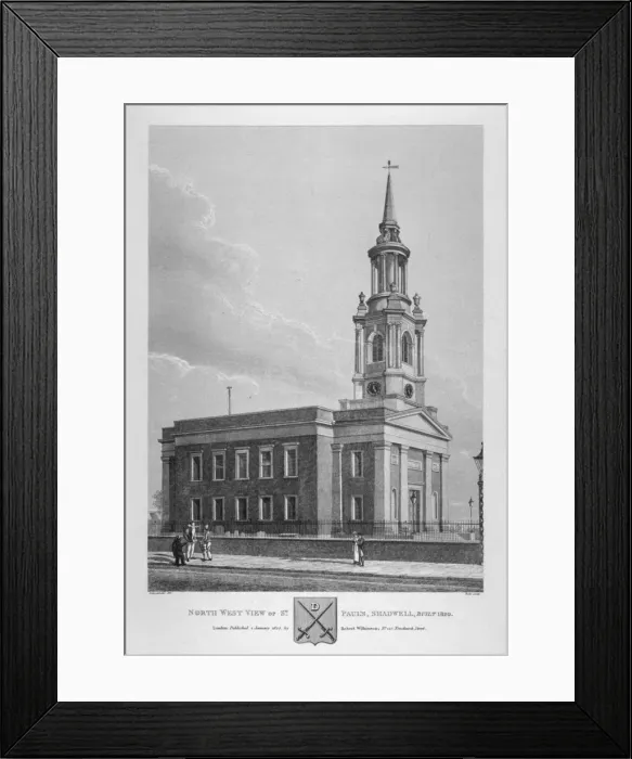 Framed Print : North-west view of St Pauls Church, Shadwell, London, 1825. Artist: Thomas Dale Framed Print : North-west view of St Pauls Church, Shadwell, London, 1825. Artist: Thomas Dale