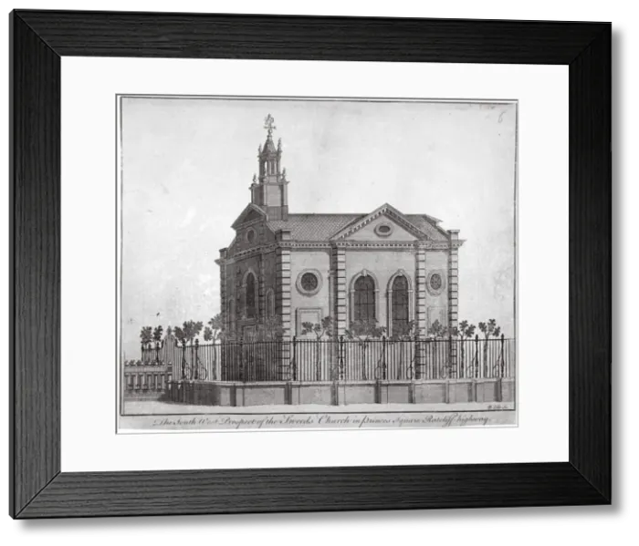 Framed Print : South-west view of the Swedish Church, Princes Square, Stepney, London, c1750. Artist Framed Print : South-west view of the Swedish Church, Princes Square, Stepney, London, c1750. Artist