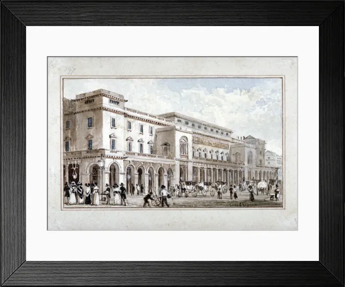 Framed Print : The Kings Theatre, Haymarket, Westminster, London, 1828. Artist: George Shepherd