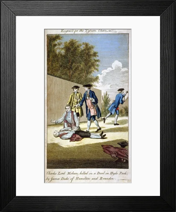 Framed Print : Aftermath of a duel, Hyde Park, Westminster, London, 1712 (1768) Framed Print : Aftermath of a duel, Hyde Park, Westminster, London, 1712 (1768)