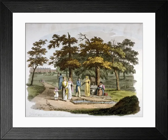 Framed Print : View of a drinking well, Hyde Park, Westminster, London, 1812. Artist: William Pickett Framed Print : View of a drinking well, Hyde Park, Westminster, London, 1812. Artist: William Pickett