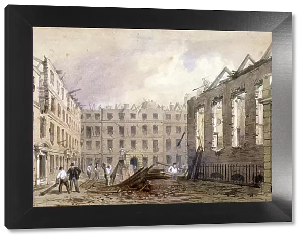 The demolition of Lyons Inn, Westminster, London, 1862. Artist: William Henry Prior
