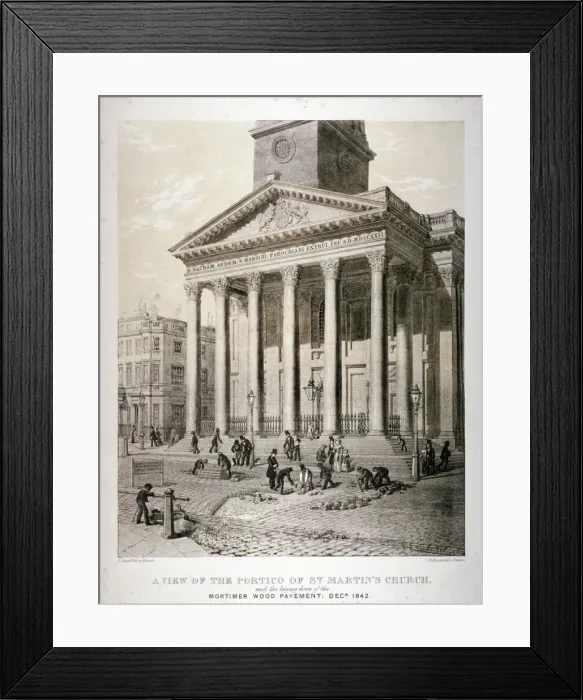 Framed Print : Portico of the Church of St Martin-in-the-Fields, Westminster, London, 1842. Artist Framed Print : Portico of the Church of St Martin-in-the-Fields, Westminster, London, 1842. Artist