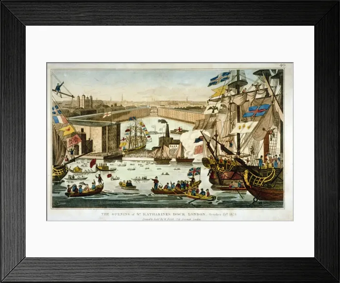 Framed Print : Opening of St Katharines Dock, London, October 25 1828 Framed Print : Opening of St Katharines Dock, London, October 25 1828