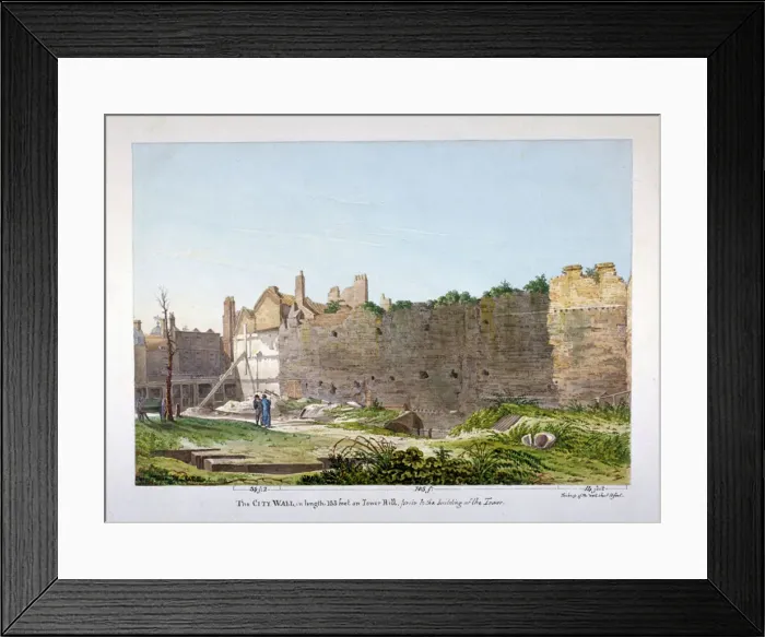 Framed Print : View of the Wall of London on Tower Hill, London, 1818 Framed Print : View of the Wall of London on Tower Hill, London, 1818
