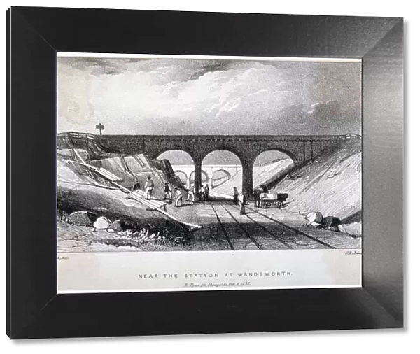 Railway line near Wandsworth Station, London, 1838. Artist: JR Jobbins