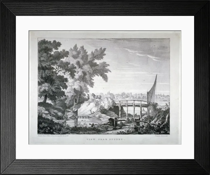 Framed Print : View near Putney, with the River Thames in the background, Wandsworth, London, c1850 Framed Print : View near Putney, with the River Thames in the background, Wandsworth, London, c1850