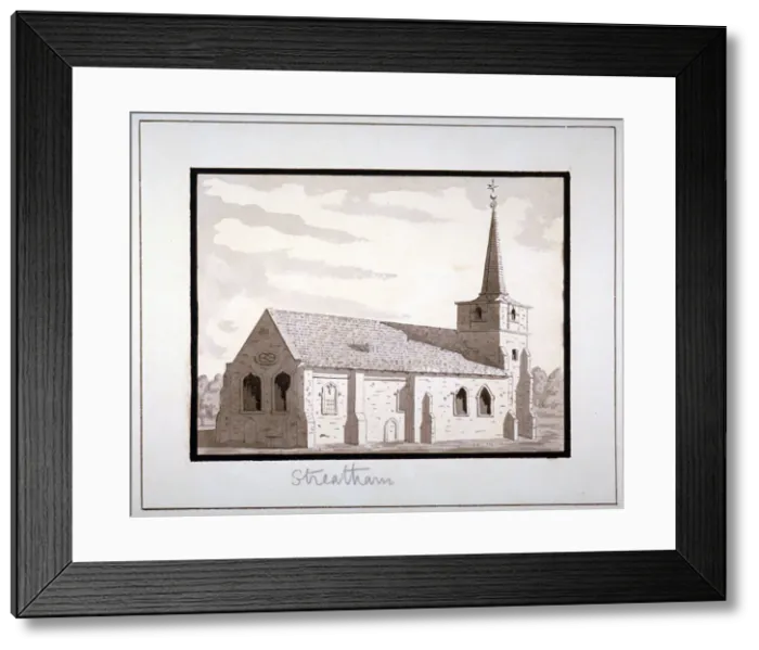 Framed Print : North-east view of the Church of St Leonard, Streatham, Lambeth, London, c1800. Artist Framed Print : North-east view of the Church of St Leonard, Streatham, Lambeth, London, c1800. Artist