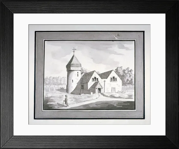 Framed Print : North-west view of the Church of St Nicholas, Tooting, Wandsworth, London, c1800 Framed Print : North-west view of the Church of St Nicholas, Tooting, Wandsworth, London, c1800