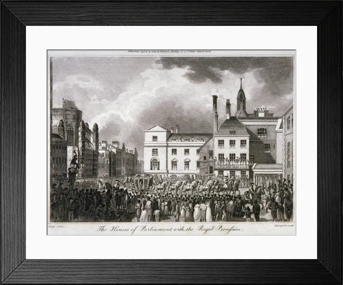 Framed Print : King George III processing through Old Palace Yard, Westminster, London, 1804. Artist Framed Print : King George III processing through Old Palace Yard, Westminster, London, 1804. Artist