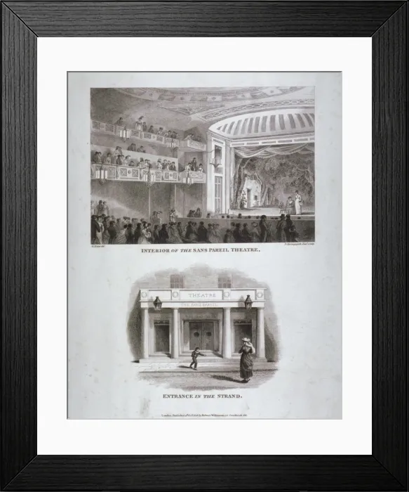Framed Print : The Sans Pareil Theatre, Strand, Westminster, London, 1816. Artist:s Springsguth Framed Print : The Sans Pareil Theatre, Strand, Westminster, London, 1816. Artist:s Springsguth