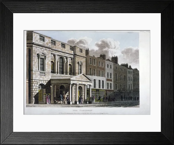 Framed Print : View of the Pantheon and adjoining premises on Oxford Street, Westminster, London, 1814 Framed Print : View of the Pantheon and adjoining premises on Oxford Street, Westminster, London, 1814