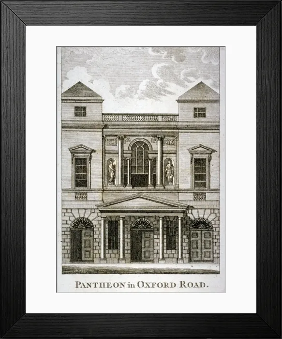 Framed Print : Front view of the Pantheon, Oxford Street, Westminster, London, 1814 Framed Print : Front view of the Pantheon, Oxford Street, Westminster, London, 1814