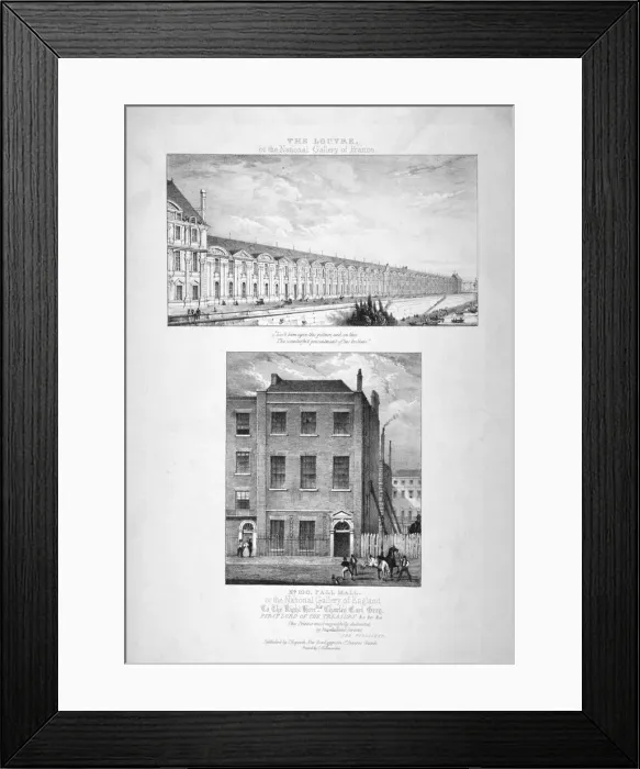 Framed Print : National Gallery, 100 Pall Mall, Westminster, London, c1825 Framed Print : National Gallery, 100 Pall Mall, Westminster, London, c1825