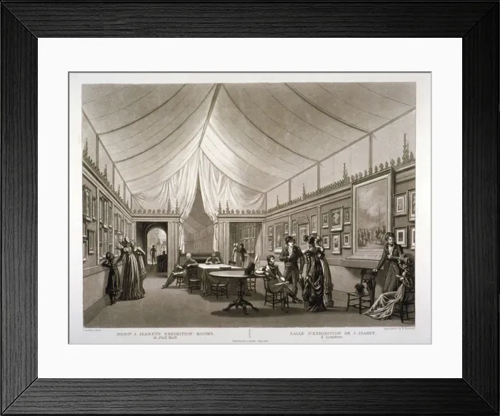 Framed Print : J Isabeys exhibition rooms on Pall Mall, Westminster, London, 1820 Framed Print : J Isabeys exhibition rooms on Pall Mall, Westminster, London, 1820