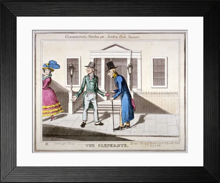 Framed Print : Characteristic sketches of the London club houses : The Elephants, 1829. Artist Framed Print : Characteristic sketches of the London club houses : The Elephants, 1829. Artist