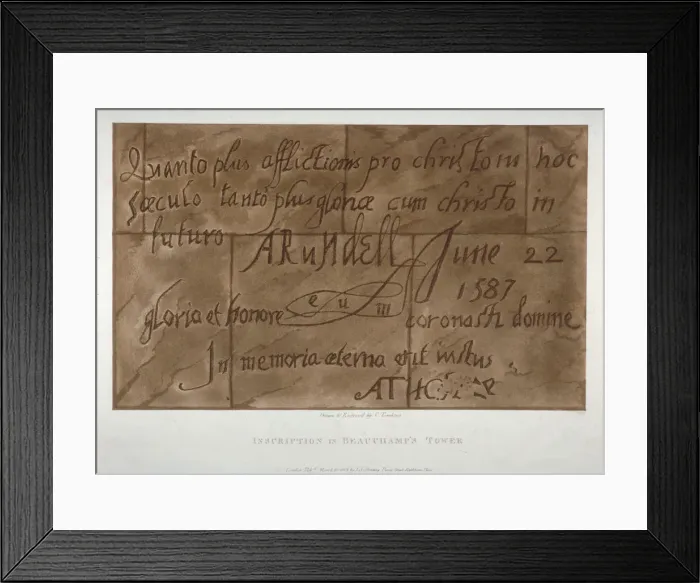 Framed Print : Inscription in Latin by Philip Howard, Earl of Arundel, 1587 (1803) Framed Print : Inscription in Latin by Philip Howard, Earl of Arundel, 1587 (1803)