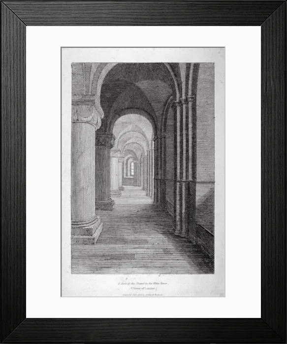 Framed Print : Interior view of the south aisle of St Johns Chapel in the White Tower, Tower of London, 1805 Framed Print : Interior view of the south aisle of St Johns Chapel in the White Tower, Tower of London, 1805
