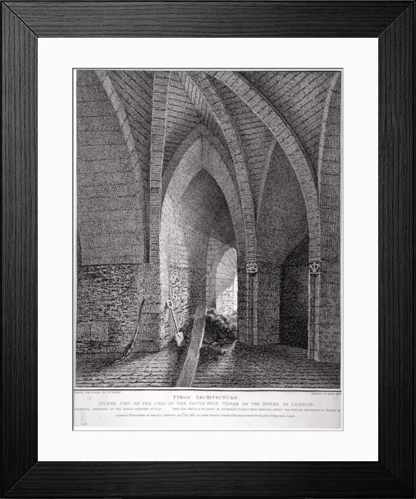 Framed Print : North view of the cell in the south-west tower of the Tower of London, 1802. Artist Framed Print : North view of the cell in the south-west tower of the Tower of London, 1802. Artist