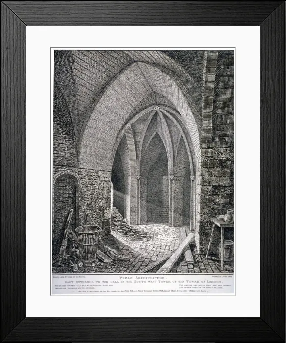 Framed Print : East entrance to the cell in the south-west tower of the Tower of London, 1802. Artist Framed Print : East entrance to the cell in the south-west tower of the Tower of London, 1802. Artist