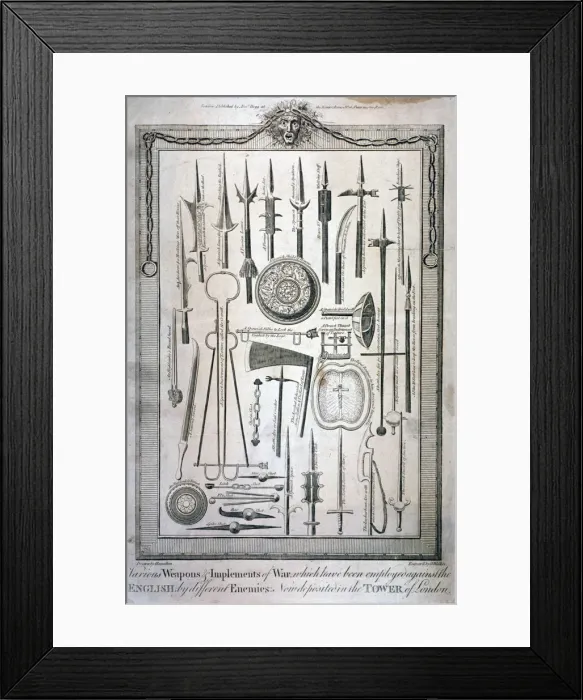 Framed Print : Weapons kept at the Tower of London, c1800. Artist: G Walker Framed Print : Weapons kept at the Tower of London, c1800. Artist: G Walker