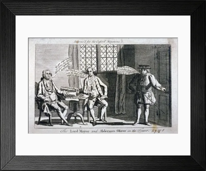 Framed Print : The Lord Mayor [Brass Crosby] and Alderman Oliver, imprisoned in the Tower of London, 1771