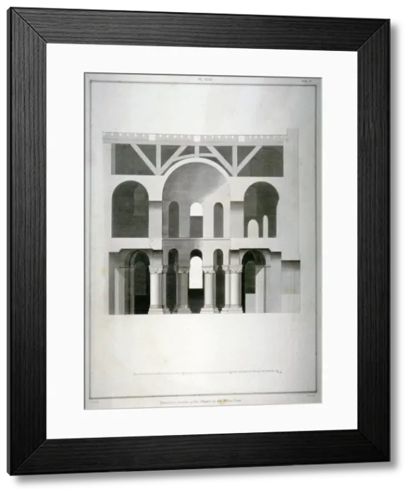 Framed Print : Transverse section of St Johns Chapel in the White Tower, Tower of London, 1815 Framed Print : Transverse section of St Johns Chapel in the White Tower, Tower of London, 1815