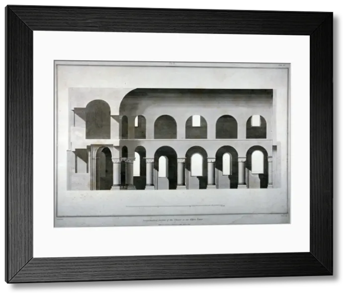 Framed Print : Longitudinal section of St Johns Chapel in the White Tower, Tower of London, 1815 Framed Print : Longitudinal section of St Johns Chapel in the White Tower, Tower of London, 1815