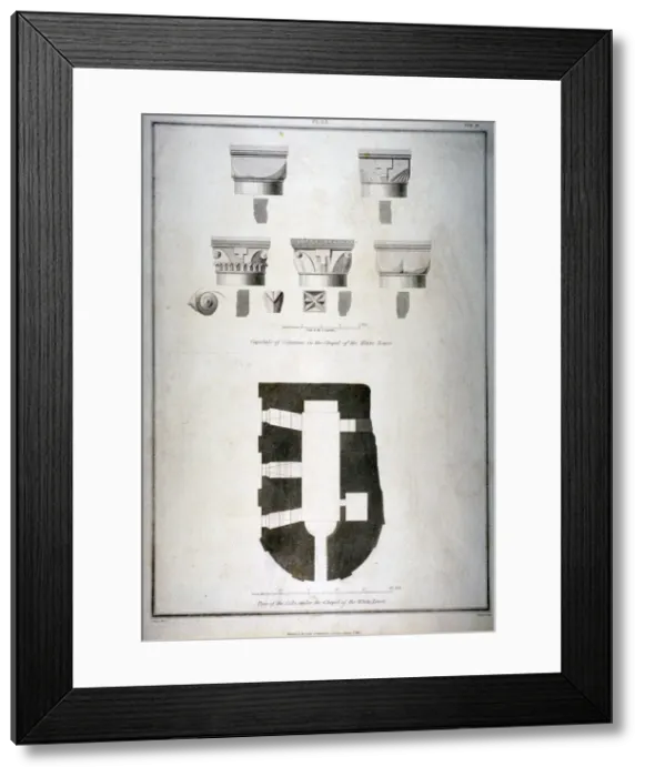 Framed Print : Plan of the cells under the chapel of the White Tower, Tower of London, 1815. Artist Framed Print : Plan of the cells under the chapel of the White Tower, Tower of London, 1815. Artist