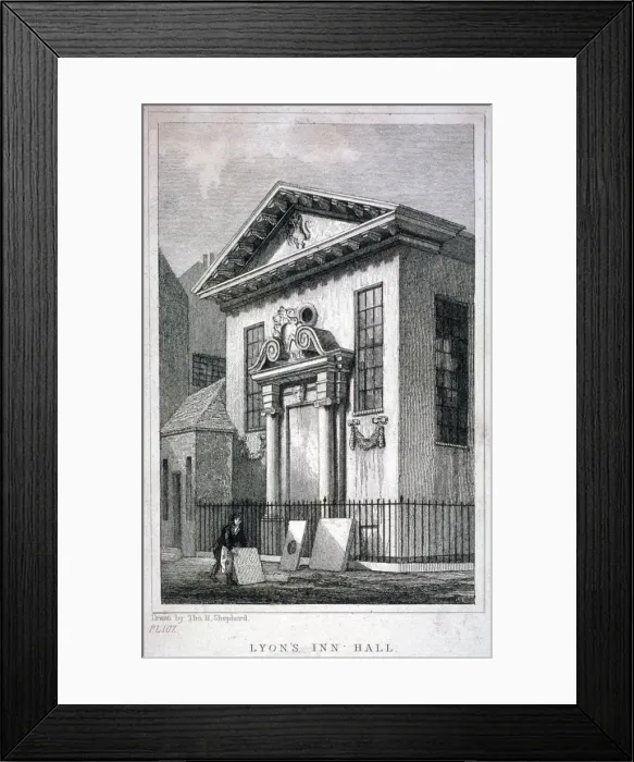 Framed Print : Lyons Inn Hall, Lyons Inn, Westminster, London, 1831. Artist: W Symms Framed Print : Lyons Inn Hall, Lyons Inn, Westminster, London, 1831. Artist: W Symms