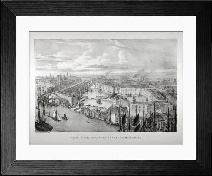 Framed Print : View of the proposed St Katharines Dock, London, c1825. Artist: Thomas Mann Baynes Framed Print : View of the proposed St Katharines Dock, London, c1825. Artist: Thomas Mann Baynes