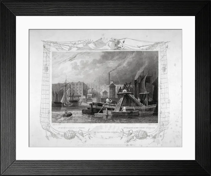 Framed Print : St Katharines Dock, London, 1834. Artist: James Tingle Framed Print : St Katharines Dock, London, 1834. Artist: James Tingle