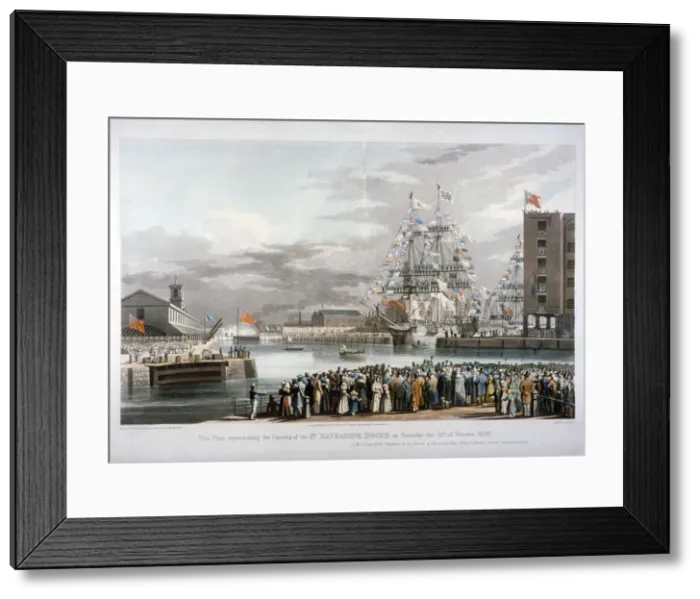 Framed Print : The opening of St Katharines Dock, London, 1828. Artist: E Duncan Framed Print : The opening of St Katharines Dock, London, 1828. Artist: E Duncan