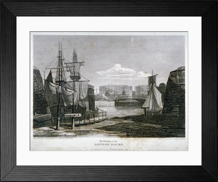 Framed Print : View of the entrance to London Docks, Wapping, 1815. Artist: T Matthews Framed Print : View of the entrance to London Docks, Wapping, 1815. Artist: T Matthews