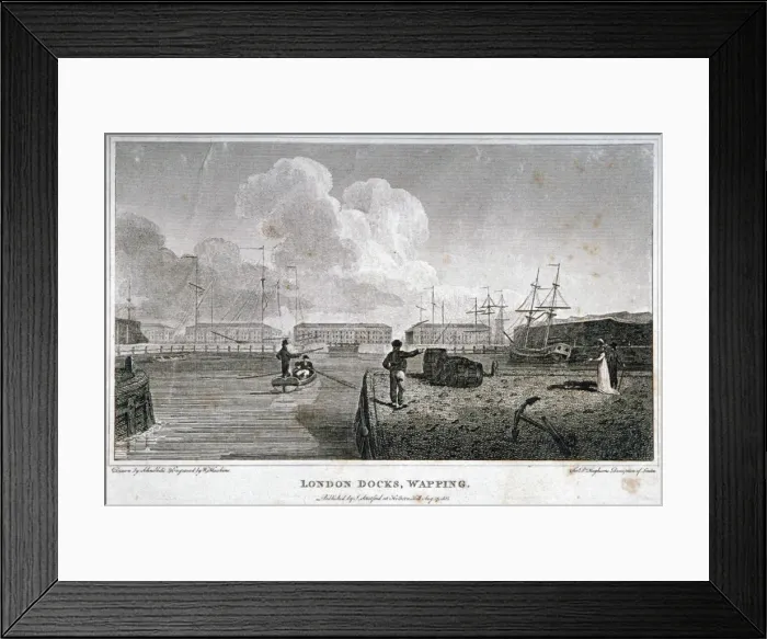 Framed Print : London Docks, Wapping, 1805. Artist: W Hawkins Framed Print : London Docks, Wapping, 1805. Artist: W Hawkins