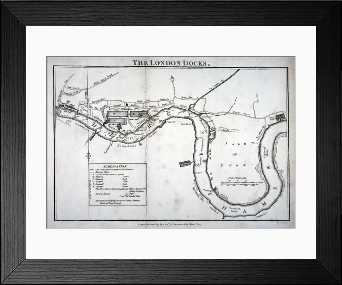 Framed Print : Plan of the River Thames showing the London Docks and the Isle of Dogs, 1797 Framed Print : Plan of the River Thames showing the London Docks and the Isle of Dogs, 1797