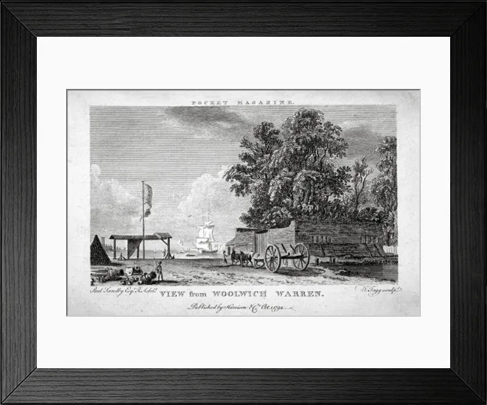 Framed Print : View from Woolwich Warren, Kent, 1794. Artist: Thomas Tagg Framed Print : View from Woolwich Warren, Kent, 1794. Artist: Thomas Tagg