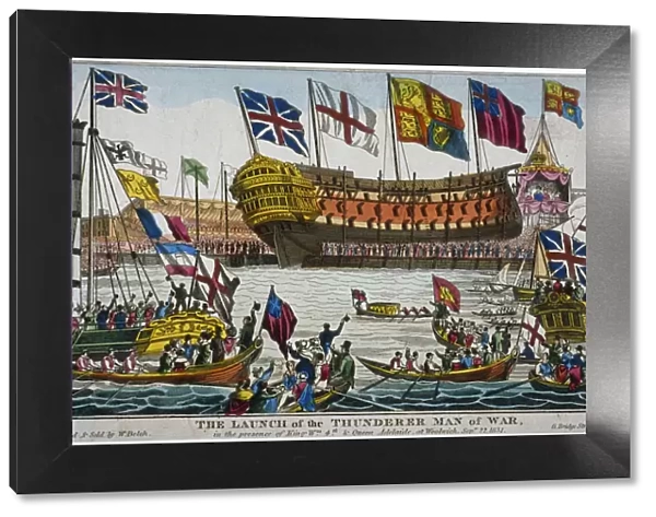 Launch of HMS Thunderer, Woolwich Royal Dockyard, Kent, 1831