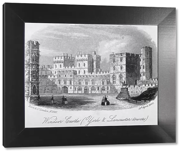The York and Lancaster towers at Windsor Castle, Berkshire, 1860