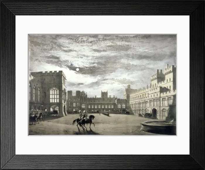 Framed Print : Moonlit view of the Upper Ward of Windsor Castle, Berkshire, c1844 Framed Print : Moonlit view of the Upper Ward of Windsor Castle, Berkshire, c1844