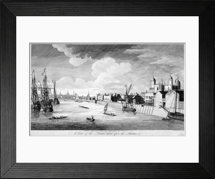 Framed Print : View of the Tower of London with boats and passengers on the River Thames, 1751. Artist Framed Print : View of the Tower of London with boats and passengers on the River Thames, 1751. Artist