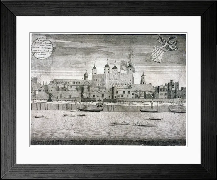 Framed Print : Tower of London, c1750. Artist: Sutton Nicholls Framed Print : Tower of London, c1750. Artist: Sutton Nicholls