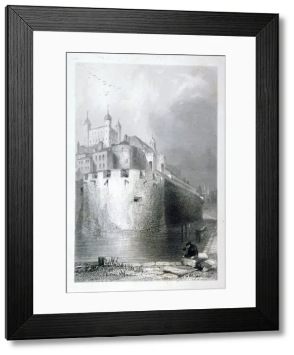 Framed Print : View of the Tower of London from the moat, c1830 Framed Print : View of the Tower of London from the moat, c1830